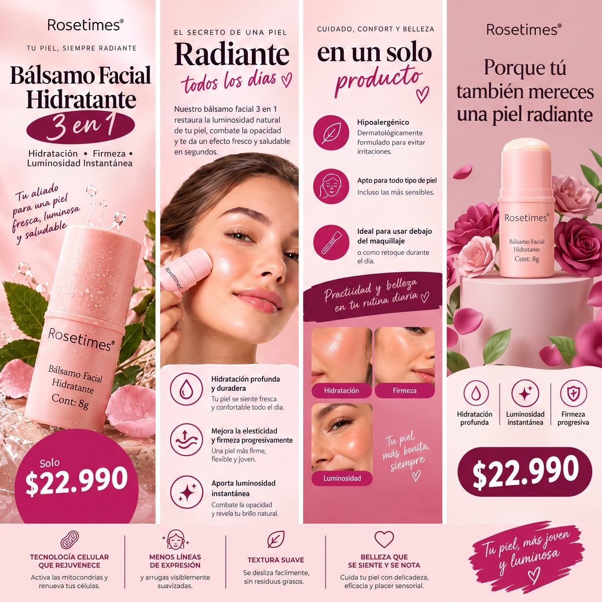 ✨ BÁLSAMO FACIAL COLÁGENO 3 EN 1 - HIDRATACIÓN, FIRMEZA Y LUMINOSIDAD INSTANTÁNEA