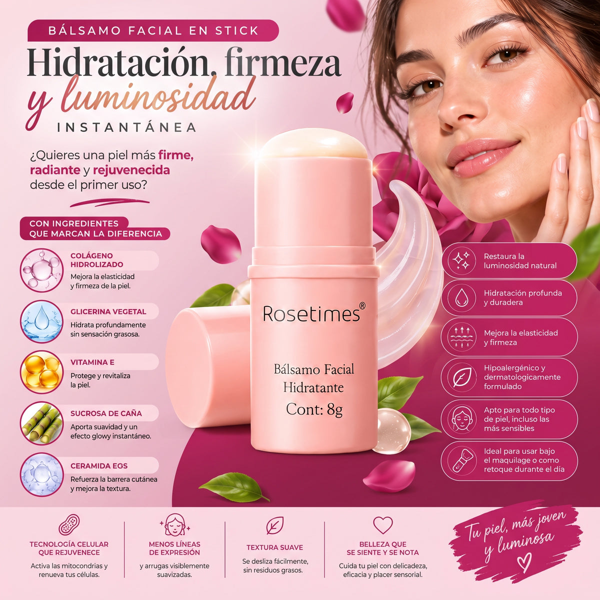✨ BÁLSAMO FACIAL COLÁGENO 3 EN 1 - HIDRATACIÓN, FIRMEZA Y LUMINOSIDAD INSTANTÁNEA